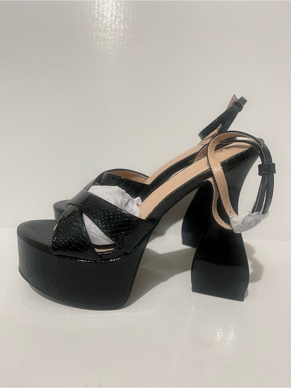 Kayleen by Los Angeles Platform Block Heel Sandals - Black